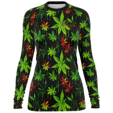 Chokefish™ Long Sleeve Rashguard Cannabis Woman's Shirt-002